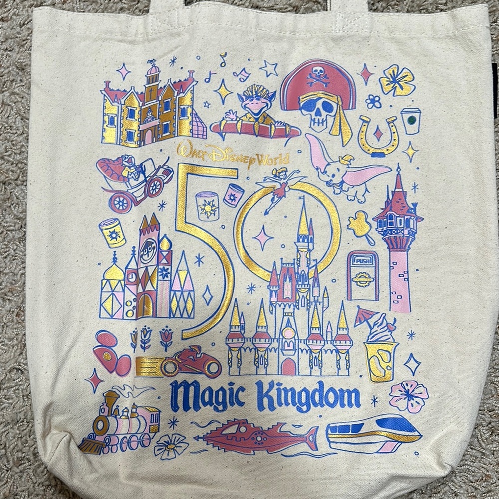 Disney Magic Kingdom 50th Anniversary Canvas Tote